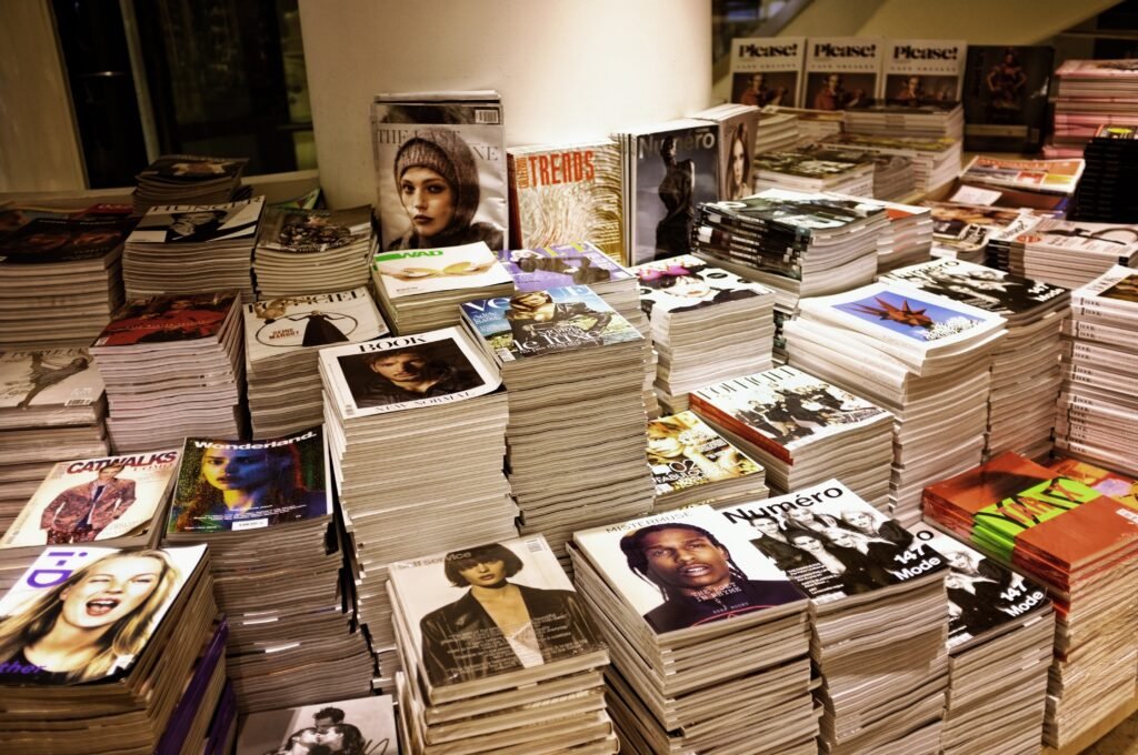 Stand de revistas en formato impreso.